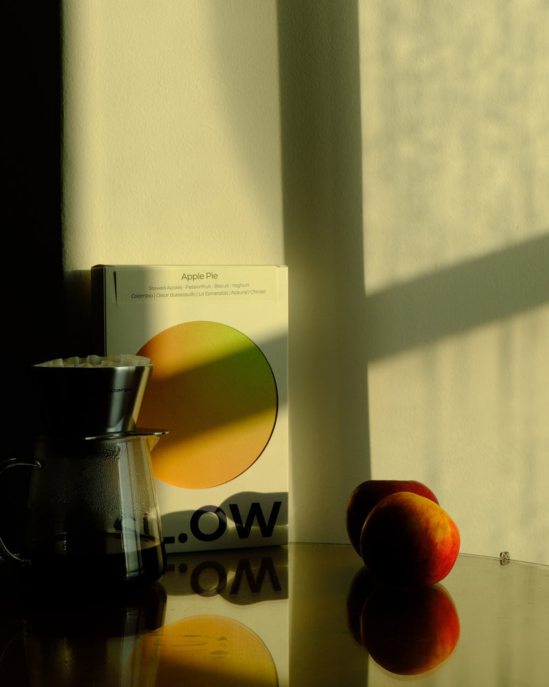 Apple Pie coffee bag lifestyle shot - Slow Coffee Colombia