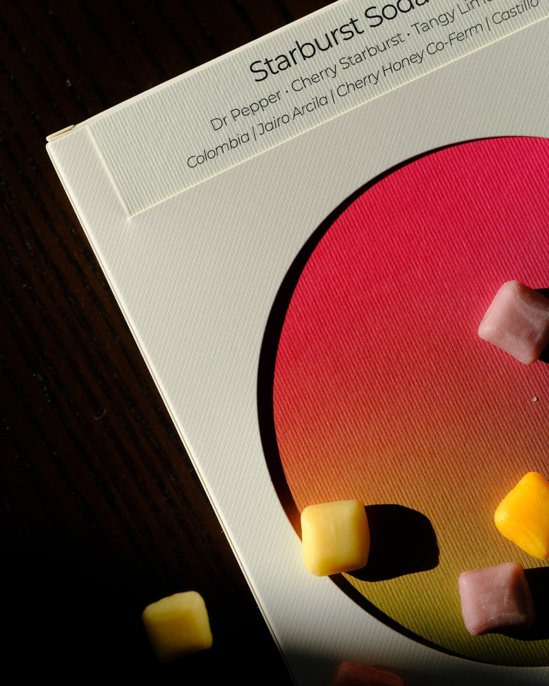 Starburst Soda box detail with candy