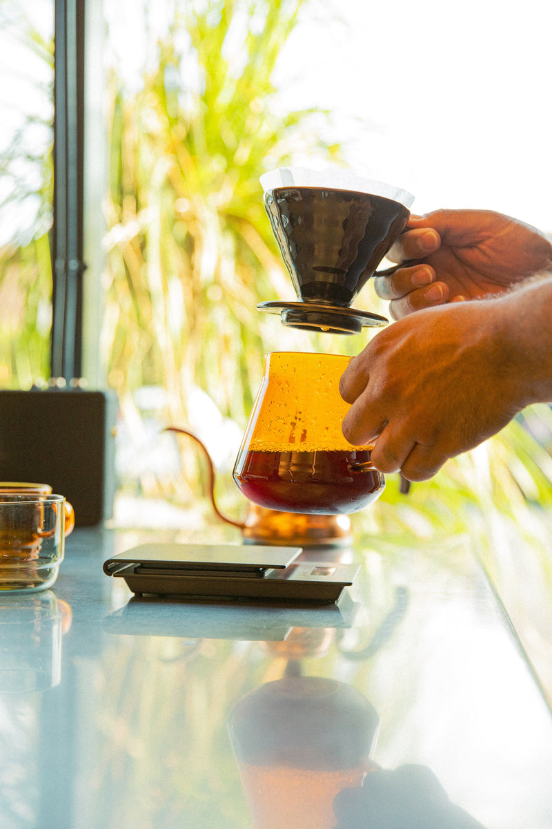 Hario amber server with pour over dripper