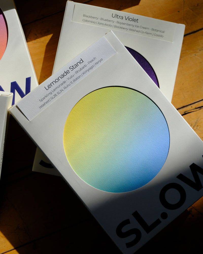 Lemonade Stand and Ultra Violet boxes, close up