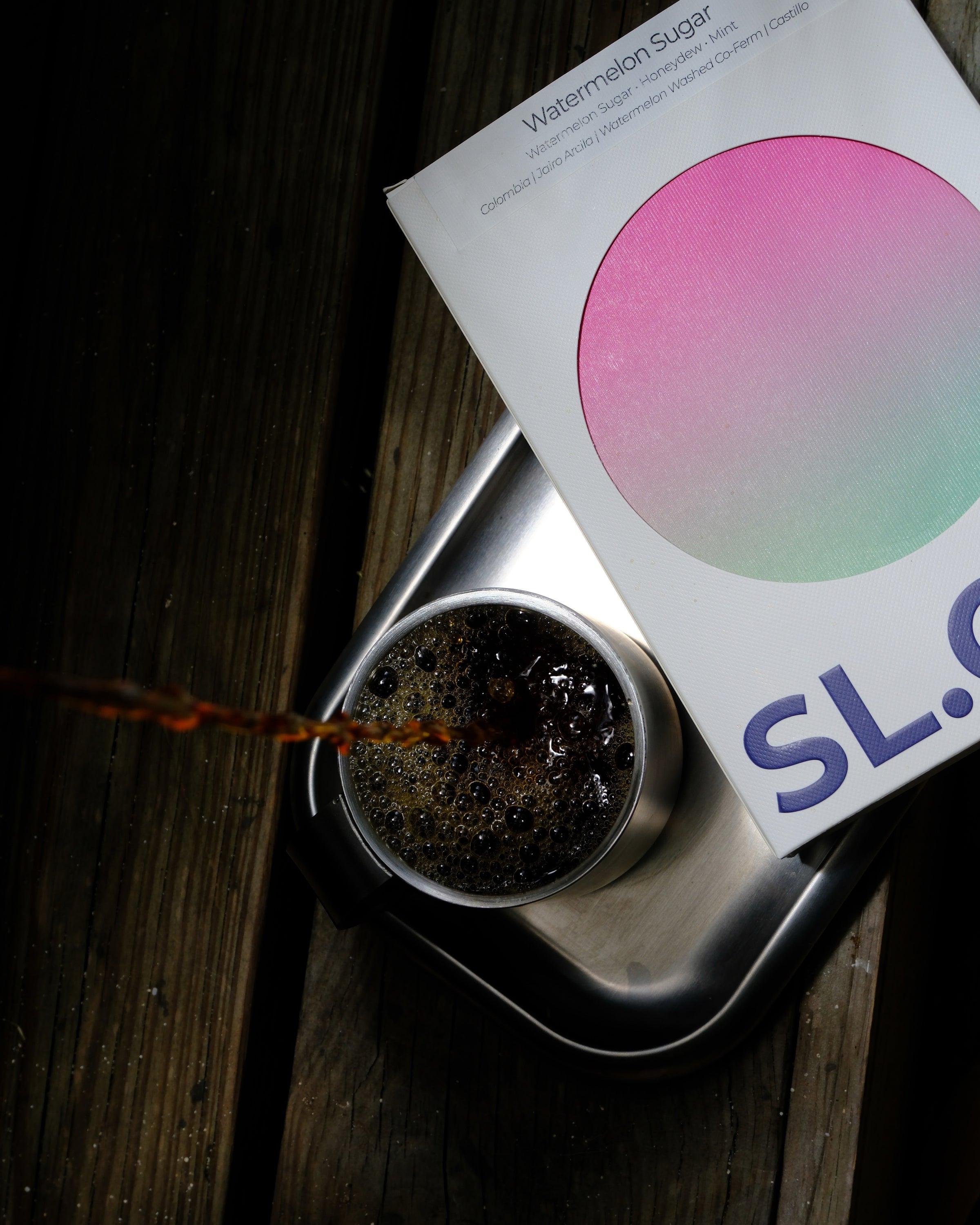 Watermelon Sugar — pour into cup with pack, morning light